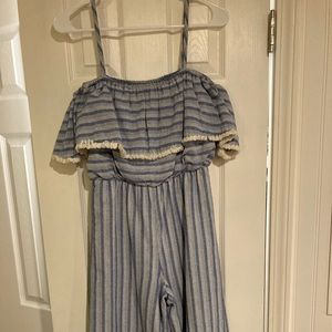 Linen, striped jumpsuit